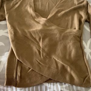Front wrap tan sweater  XL never worn